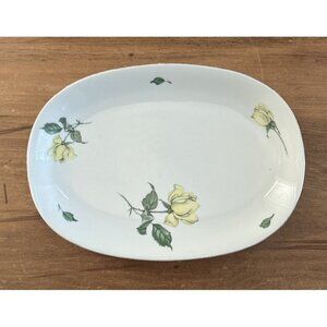 Vintage KPM Krister Germany Porcelain Small Oval Platter Yellow Rose #674 11 x 8